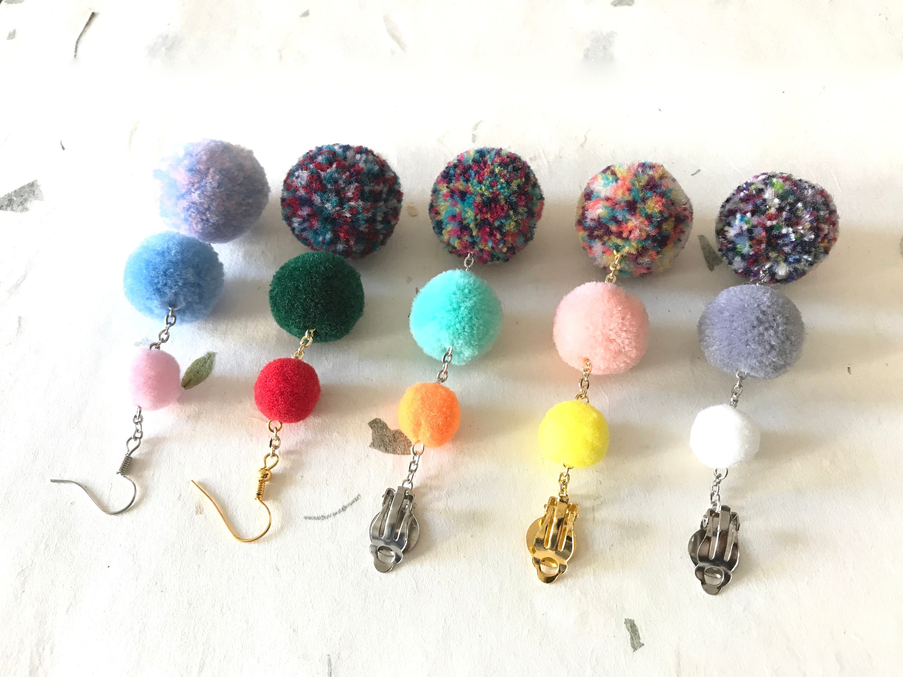 Festival Pom Pom Earrings Yarn Pom Pom Earrings Layered Pom Etsy Hong