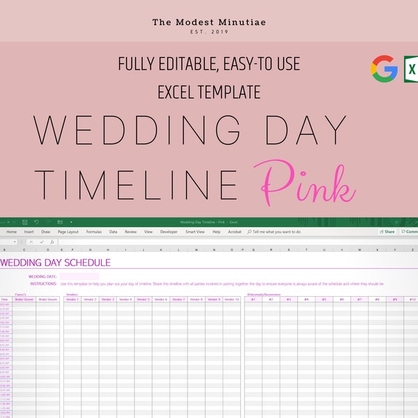 Wedding Day Timeline Template Excel Etsy Wedding Day Timeline Template Excel Etsy