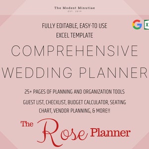 Umfangreiche Hochzeitsplanung Excel Vorlage - Rose