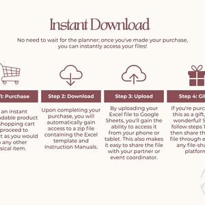 Puede incluir: Una infograf&iacute;a con el texto "Descarga Instant&aacute;nea" e instrucciones para comprar y acceder a un producto digital. Los pasos incluyen la compra, la descarga, la carga y el regalo. El logotipo de Modest Minutiae est&aacute; en la parte inferior.