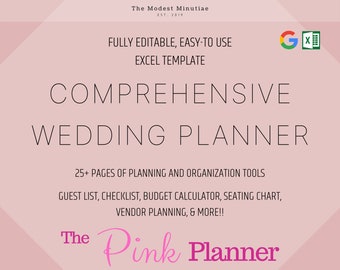 Planification de mariage complète Excel Template - Rose