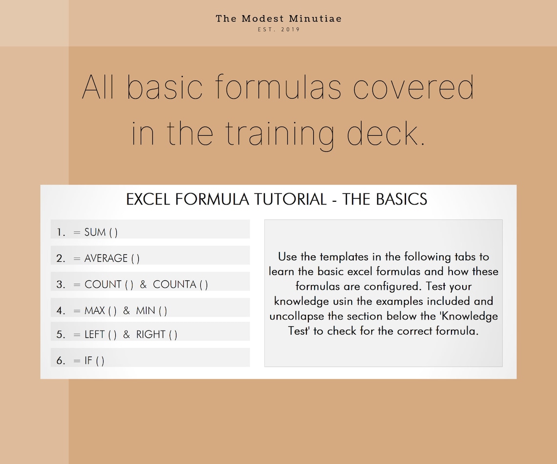 Excel Basic Formulas Tutorial Template - Etsy