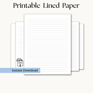 PDF zum ausdrucken und ausdrucken. Letter Größe. Breit Liniert, College Liniert, 5 mm 6 mm 10 mm |   Gepunktete Blätter, Note Paper, Instant Download