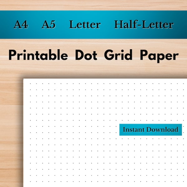 Printable Dot Grid Graph Paper | A4, A5, Half-Letter and Letter | print at home Dot paper, 5mm spacing