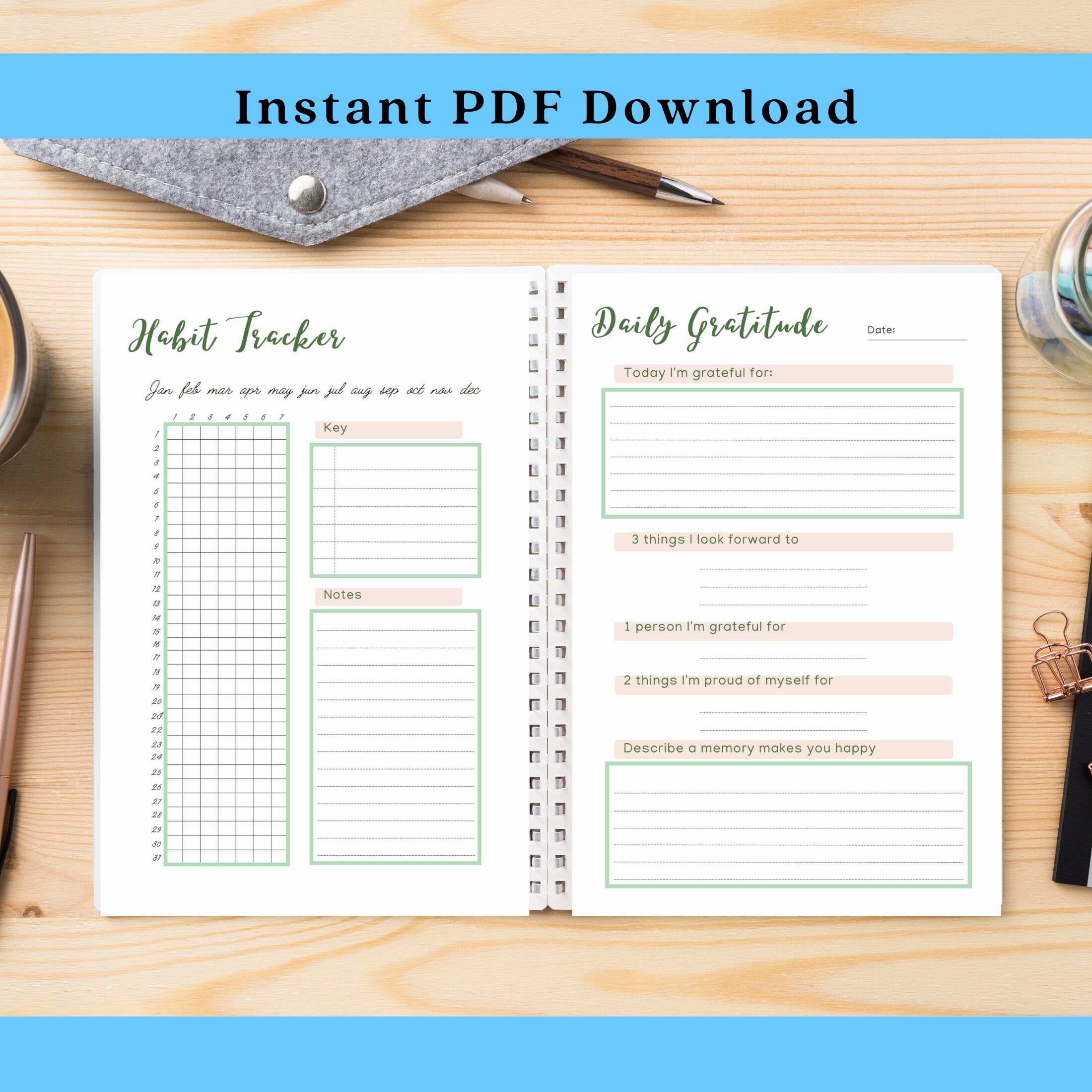 Wellness Journal Printable Bundle - 4 Pages | Size A5 + Letter | Self ...