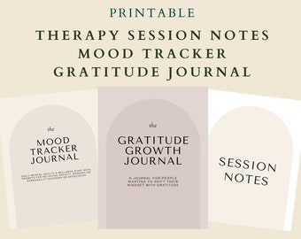Mental Health Bundle | Gratitude | Therapy Session Notes | Mood Tracker | Wellness Planner Bundle | Anxiety, Depression