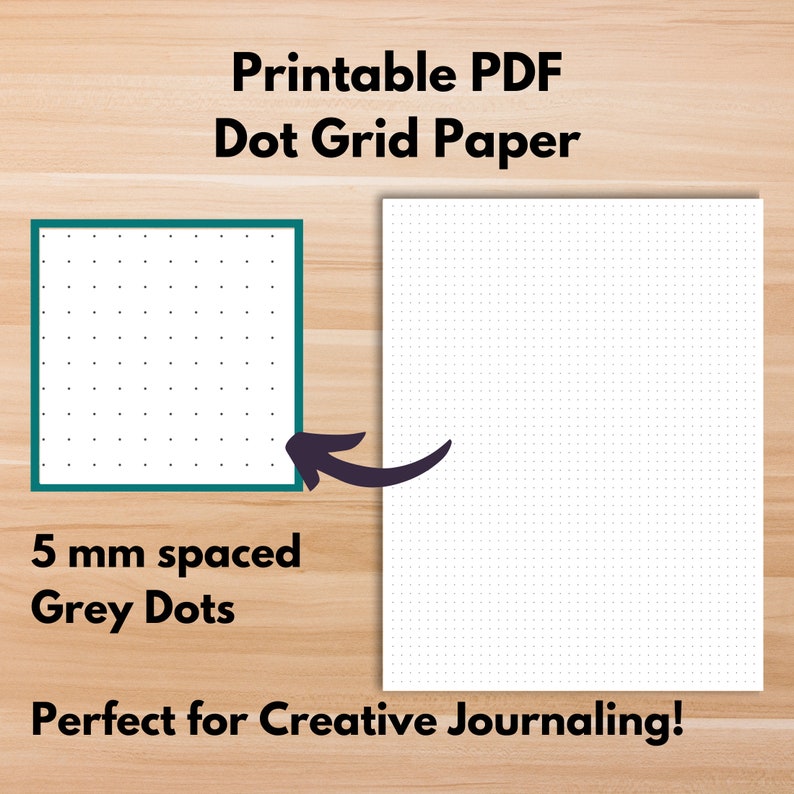 Printable Dot Grid Graph Paper A4, A5, Half-Letter and Letter print at home Dot paper, 5mm spacing image 2