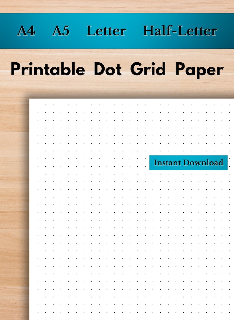 Printable Dot Grid Graph Paper A4, A5, Half-Letter and Letter print at home Dot paper, 5mm spacing image 1