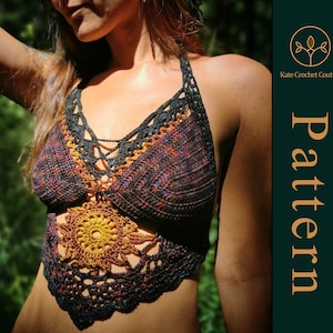 Crochet pattern, Cosmic Diamond Cropped Top ~ PATTERN ONLY ~ Festival wear, hippie style, boho wear