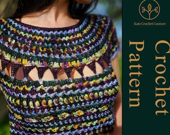 Crochet Pattern ~ Tribal Princess Cropped Top ~ PATTERN ONLY ~ festival wear, boho style, hippie clothing, crochet tee, summer crochet