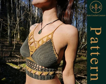 Haakpatroon, Jungle Spirit Cropped Top ~ ALLEEN PATROON ~ Festivaltop, hippiestijl, tribale slijtage