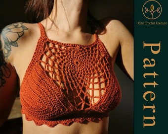 Modèle au crochet, attrape-rêves ~ haut au crochet ~ MOTIF UNIQUEMENT, tenue de festival, style goa, inspiration tribale