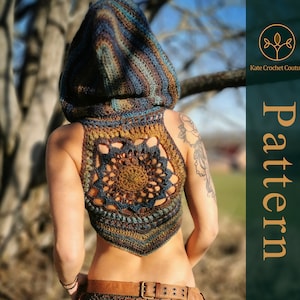 Crochet Pattern ~ Forest Mermaid Mandala Vest ~ PATTERN ONLY ~ hooded vest, festival wear, boho style