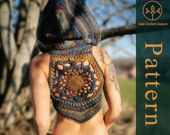 Crochet Pattern ~ Forest Mermaid Mandala Vest ~ PATTERN ONLY ~ hooded vest, festival wear, boho style