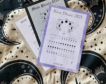 2026 Moon Phases Calendar, Planner Stickers, Journal Stickers