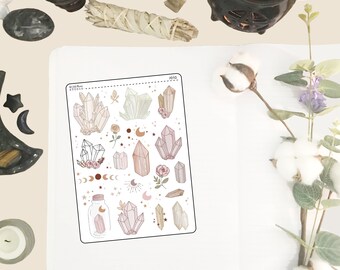 Boho Crystals Stickers for Planners, Stickers for journals, Hand Drawn neutral crystals