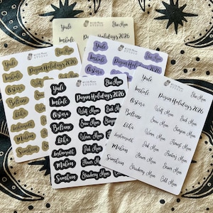 2026 Pagan Holidays Script Planner Stickers, Journal Stickers image 1