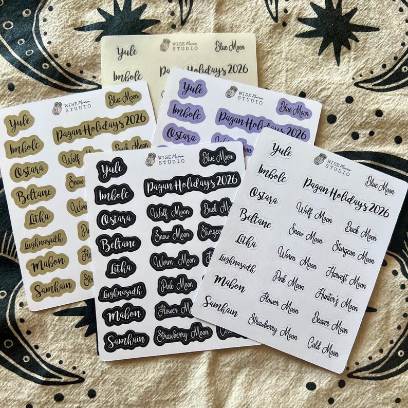 2026 Pagan Holidays Script Planner Stickers, Journal Stickers image 1