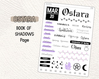 Ostara Journal Stickers, Pagan Wicca Sabbat, Book of Shadows, Grimoire Page, Planner Stickers