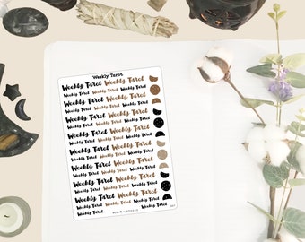 Weekly Tarot Planner Stickers,  Deco stickers for Journals, Hand Drawn