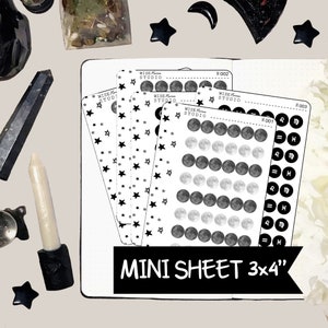 Moon Phases Planner Stickers, Tiny Journal Stickers, Moon Journal, Book of Shadows