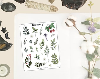 Greenery Planner Stickers,  Deco stickers for Journals, Hand Drawn