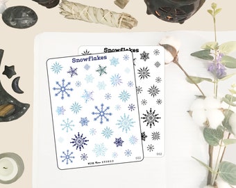 Snowflakes Planner Stickers,  Deco stickers for Journals, Hand Drawn