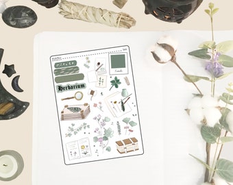 Herbarium Planner Stickers, Color Mood Xanadu Deco Stickers for Journals, Hand Drawn