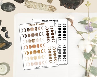 Moon Phases Planner Stickers,  Deco stickers for Journals, Hand Drawn