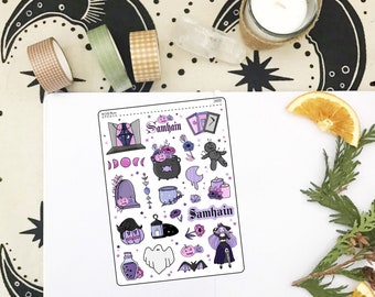 Samhain 2.0 Deco Planner Stickers, Pagan Sabbat Journal Stickers, Hand Drawn Wicca Stickers, Book of Shadows