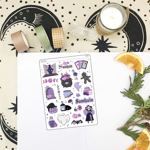 Samhain 2.0 Deco Planner Stickers, Pagan Sabbat Journal Stickers, Hand Drawn Wicca Stickers, Book of Shadows