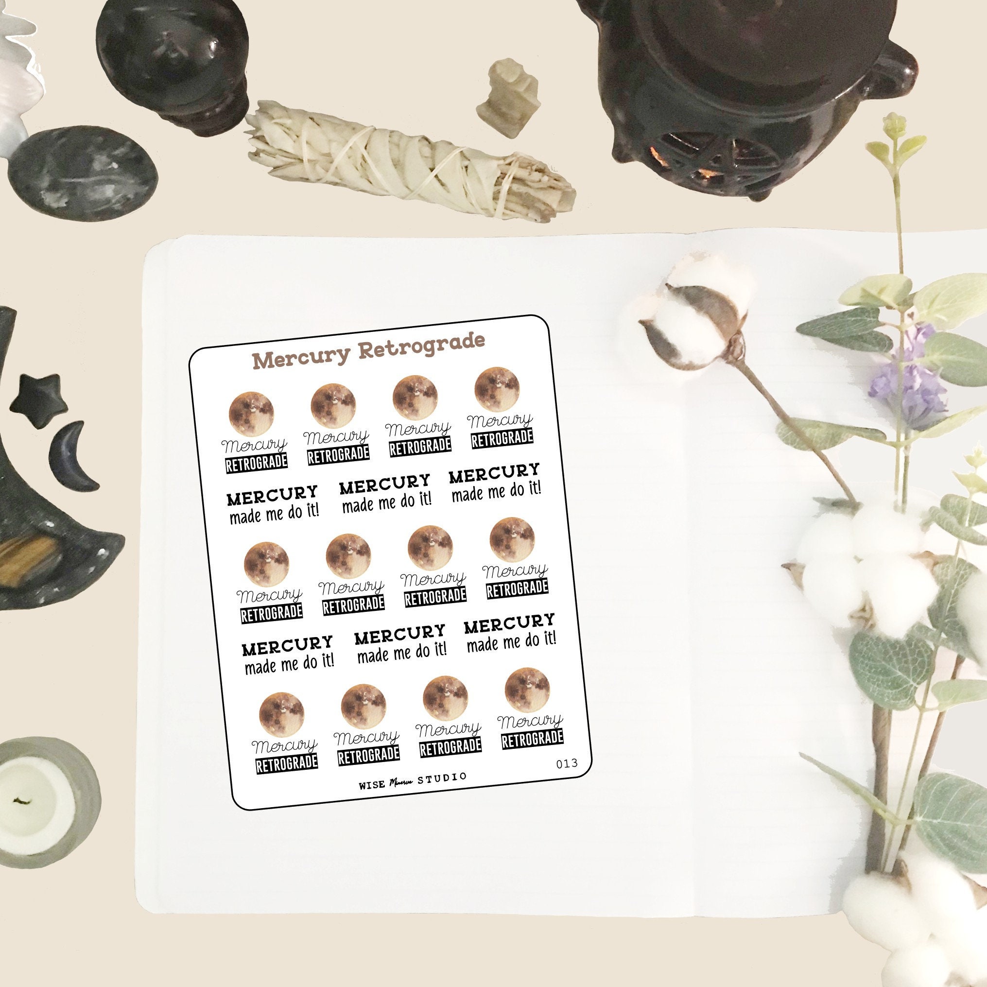 Mercury Program Sticker Mercury Retrograde Planner Stickers, Deco Stickers for Journals, Hand ...
