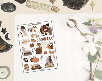 Fall Academia Planner Stickers,  Deco stickers for Journals, Hand Drawn