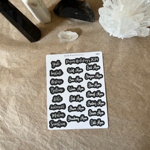 2024 Pagan Holidays Script Planner Stickers, Journal Stickers image 4