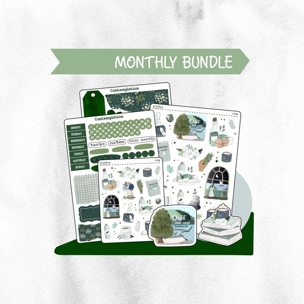 Contemplation BUNDLE Planner Stickers, Journal Stickers. Journal Kit, Hand Drawn