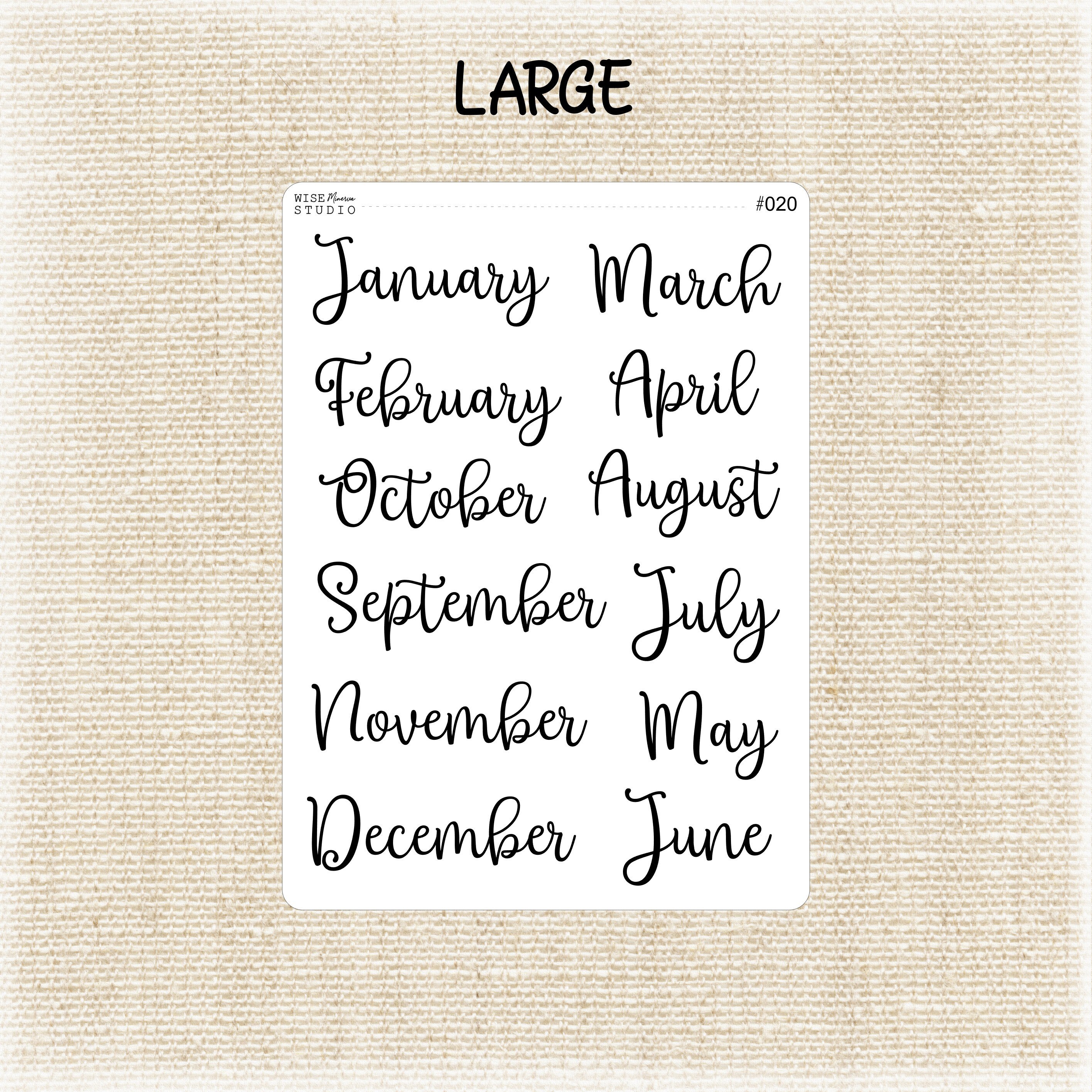 Big Month Names Stickers for Planners and Journals – Dicope Stickers