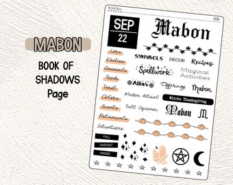 Mabon Journal Stickers, Pagan Wicca Sabbat, Book of Shadows, Grimoire Page, Planner Stickers