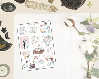 Jane Austen Planner Stickers,  Deco stickers for Journals, Hand Drawn