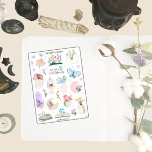 Wildflowers Planner Stickers,  Deco stickers for Journals, Hand Drawn