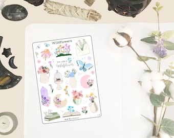 Wildflowers Planner Stickers,  Deco stickers for Journals, Hand Drawn