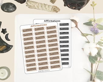 Affirmations Planner Stickers,  Deco stickers for Journals, Hand Drawn