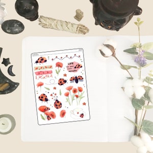 Ladybugs Planner Stickers, Deco stickers for Journals, Hand drawn