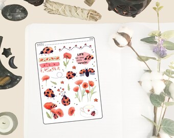 Ladybugs Planner Stickers, Deco stickers for Journals, Hand drawn