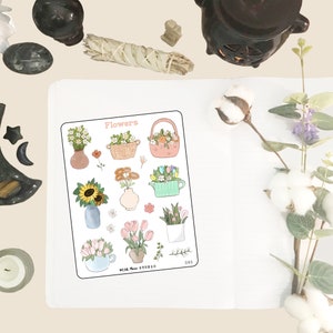 Flowers Planner Stickers,  Deco stickers for Journals, Hand Drawn