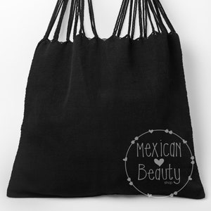 Bolsa de mano mexicana negra tejida a mano: bolsa para computadora de comercio justo
