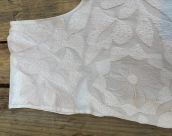 Hand Embroidered Mexican Huipil Blouse: White Floral Mazateca Top