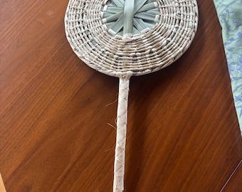 Handwoven Palm Fan with Wooden Handle set of 3