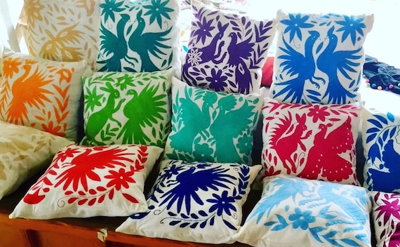 Otomi Pillow Cover Summer Decor Summer Pillow Cover embroidered Pillow Cover Mexican Sham Patio Decor Tenango Outdoor Decor Etsy