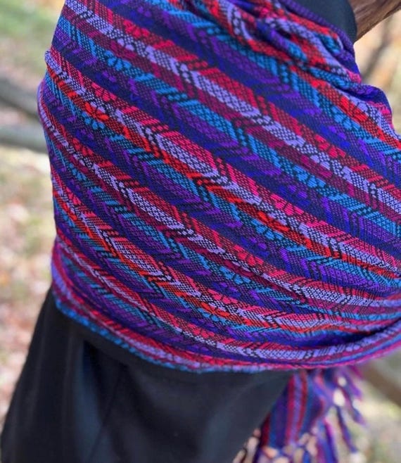 Loom Woven Mexican Rebozo Shawl: Cotton Blend Scarf