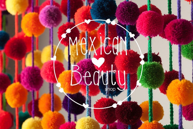 Mexican Pompom Garland, Pompom Garland, 5FT Pompom Garlands with Tassels, Rainbow classroom decor, Mexican Home Decor, Mexican Party image 4